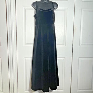 Fashion Mural Dress Women Medium Black Velvet Maxi Sleeveless Gown Whimsigoth